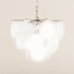 Sale Pamono Vistosi Murano 18 Glass Disc Chandelier Fiocchi Di Neve, Italy, 1970s