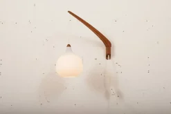 Sale Pamono Wall Arm Lamp in Teak Wood & Opal Glass by Uno & Östen Kristiansson for Luxus, 1957