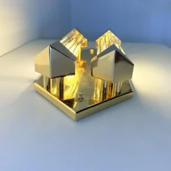 Sale Pamono Wall Lamp in Gold with Crystal Cylinders from Honsel, 1980s