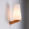Sale Pamono Wall Lamp with Opal Glass Shade on Wooden Base from Philips