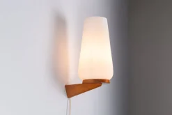 Sale Pamono Wall Lamp with Opal Glass Shade on Wooden Base from Philips