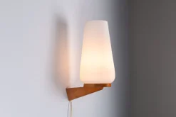 Sale Pamono Wall Lamp with Opal Glass Shade on Wooden Base from Philips