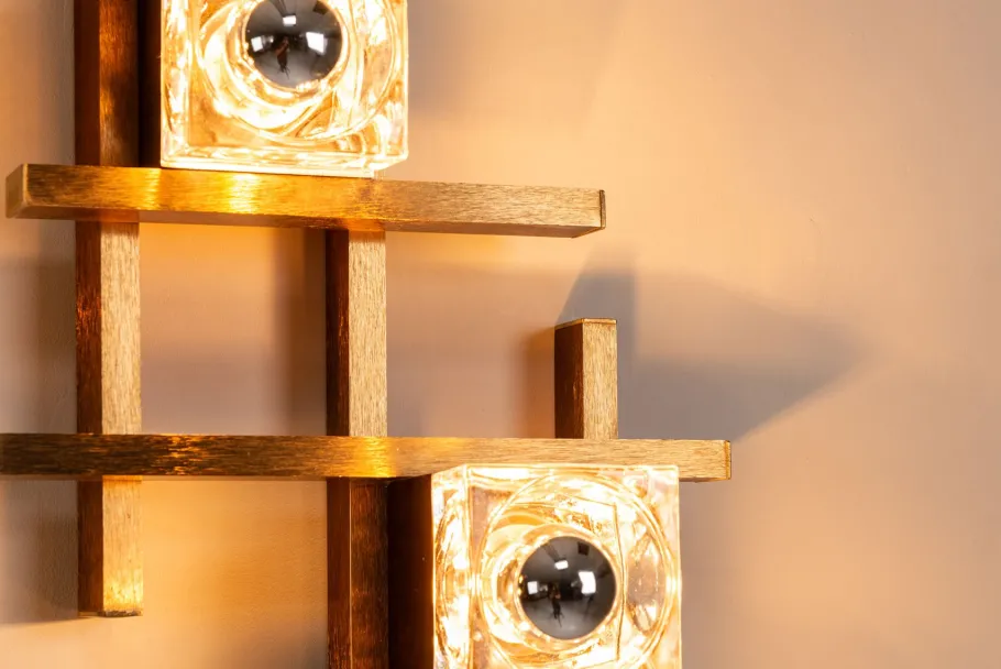 Sale Pamono Wall Lamps in Brass and Glass by Gaetano Sciolari, Italy, 1970s, Set of 2