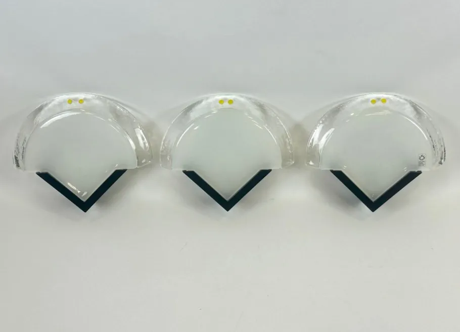 Sale Pamono Wall Lamps with Murano Glass from Leucos, 1980s, Set of 3