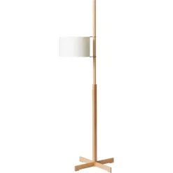 Hot Pamono White and Beech Wood TMM Floor Lamp by Miguel Milá