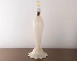 Best Pamono White and Gold Blown Murano Glass Table Lamps, Italy, 1980s