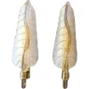 Sale Pamono White and Gold Murano Glass Wall Lights in the Shape of Leaves, Set of 2
