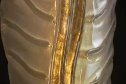 Sale Pamono White and Gold Murano Glass Wall Lights in the Shape of Leaves, Set of 2