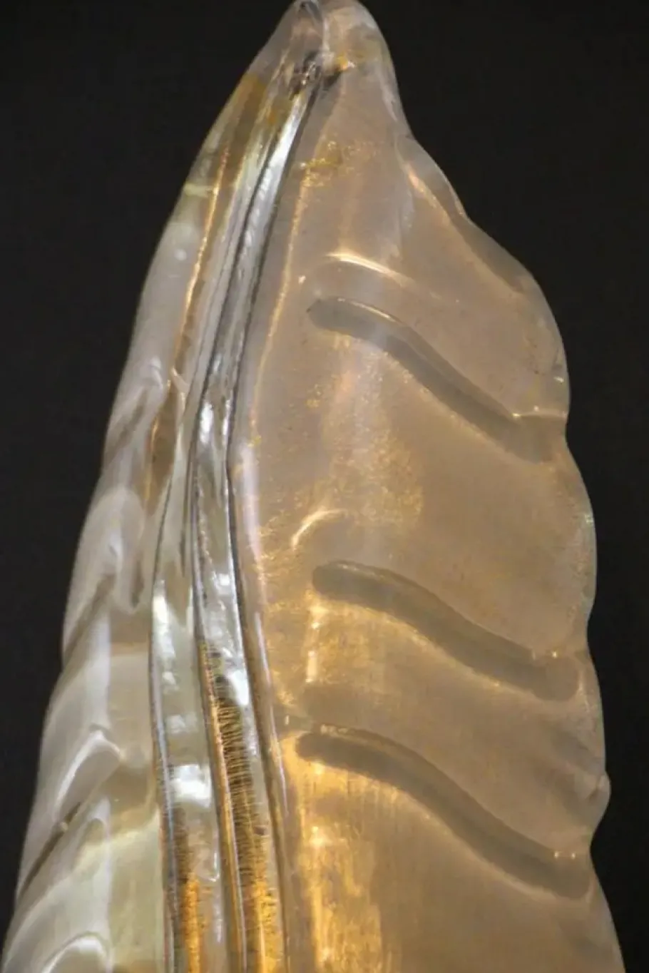 Sale Pamono White and Gold Murano Glass Wall Lights in the Shape of Leaves, Set of 2