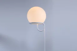 Online Pamono White Iron and Glass Globe Floor Lamp by Aldo Van Den Nieuwelaar, 1970s