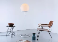 Online Pamono White Iron and Glass Globe Floor Lamp by Aldo Van Den Nieuwelaar, 1970s