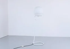 Online Pamono White Iron and Glass Globe Floor Lamp by Aldo Van Den Nieuwelaar, 1970s
