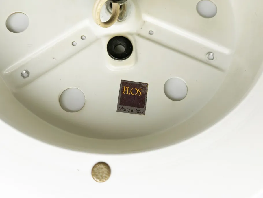 Sale Pamono White Opaline Glass and Metal Velella Ceiling Lamp by Achille Castiglioni for Flos, 1960s