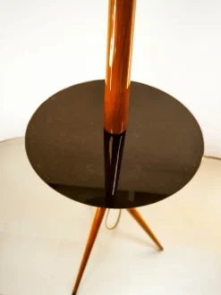 Online Pamono Wooden Floor Lamp with Glass Top and Lampshade