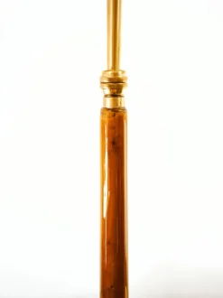 Online Pamono Wooden Floor Lamp with Glass Top and Lampshade