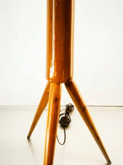 Online Pamono Wooden Floor Lamp with Glass Top and Lampshade