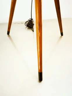Online Pamono Wooden Floor Lamp with Glass Top and Lampshade
