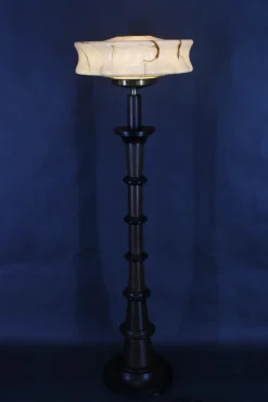 Online Pamono Wooden Floor Lamp with Glass Shade, 1940s