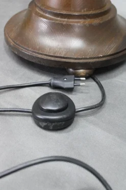 Online Pamono Wooden Floor Lamp with Glass Shade, 1940s