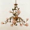 Sale Pamono Wrought Iron Chandelier with Vitri in Pink Murano