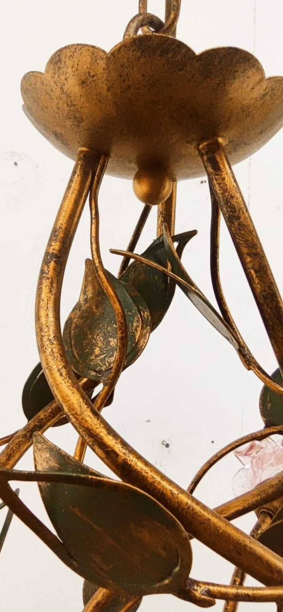 Sale Pamono Wrought Iron Chandelier with Vitri in Pink Murano