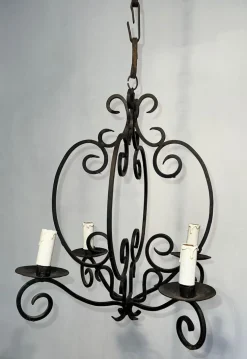 Sale Pamono Wrought Iron Chandelier with 4 Light Arms