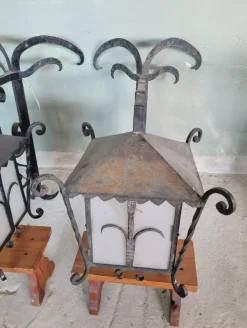 Pamono Wrought Iron Corner Lanterns, Set of 2