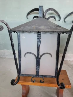 Pamono Wrought Iron Corner Lanterns, Set of 2