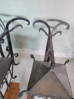 Pamono Wrought Iron Corner Lanterns, Set of 2