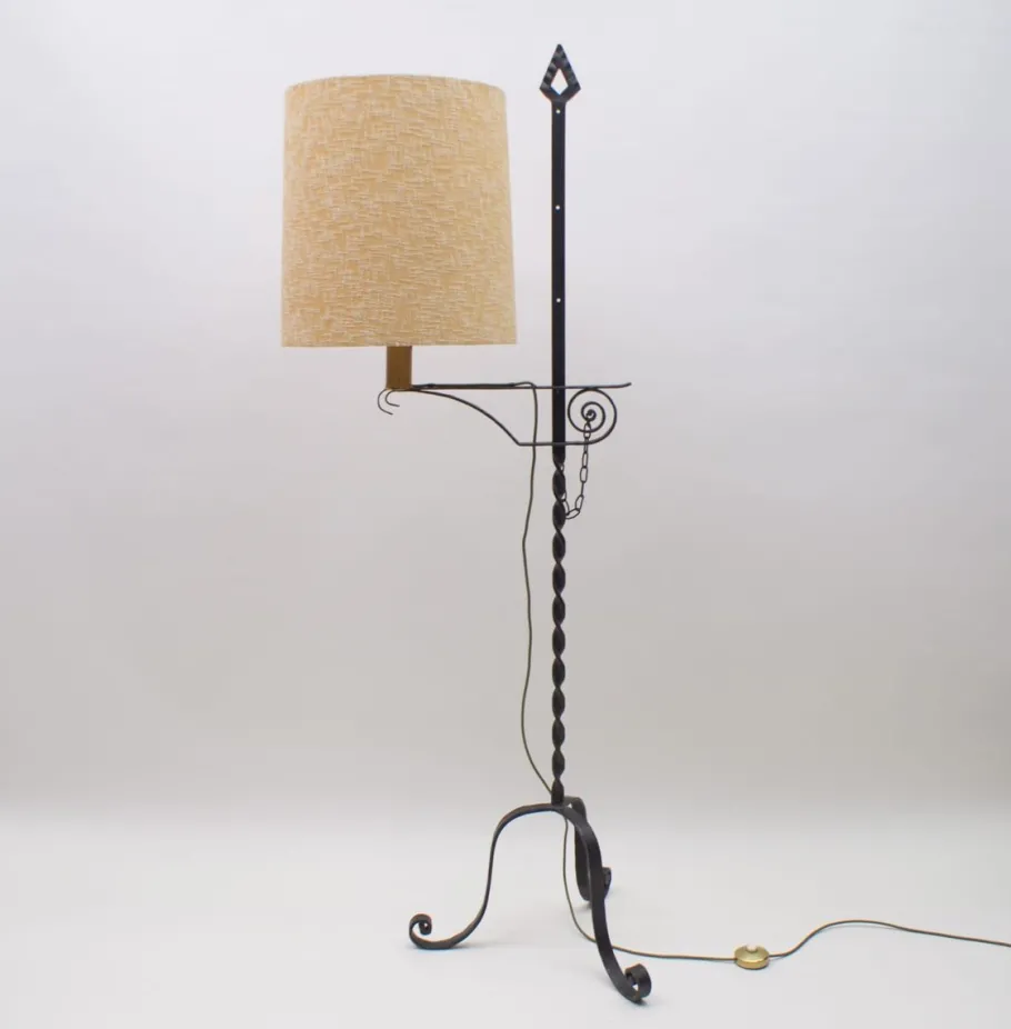 Clearance Pamono Wrought Iron Floor Lamp attributed to Raymond Subes, 1960s