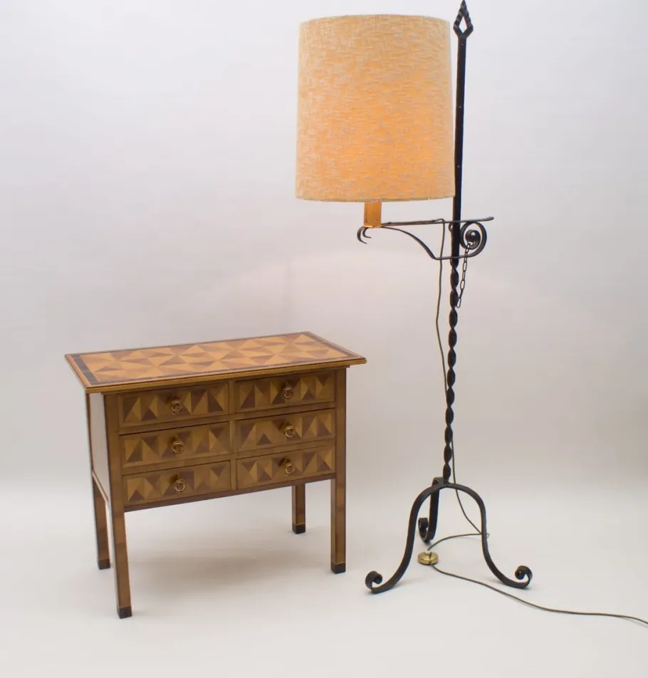 Clearance Pamono Wrought Iron Floor Lamp attributed to Raymond Subes, 1960s