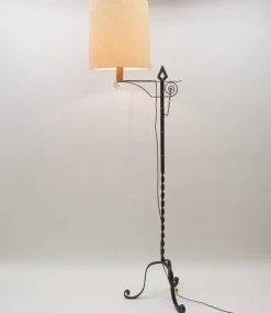 Clearance Pamono Wrought Iron Floor Lamp attributed to Raymond Subes, 1960s