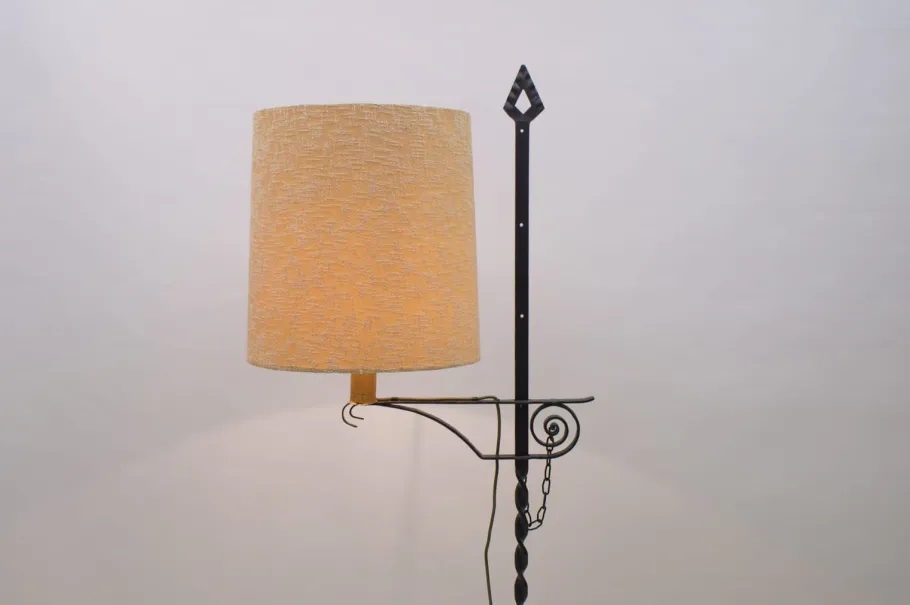Clearance Pamono Wrought Iron Floor Lamp attributed to Raymond Subes, 1960s