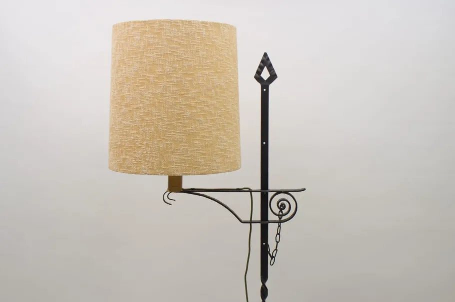 Clearance Pamono Wrought Iron Floor Lamp attributed to Raymond Subes, 1960s