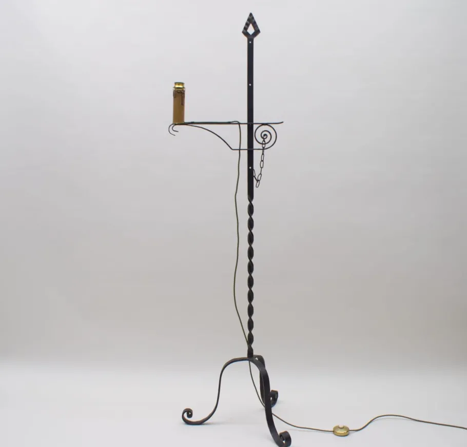 Clearance Pamono Wrought Iron Floor Lamp attributed to Raymond Subes, 1960s