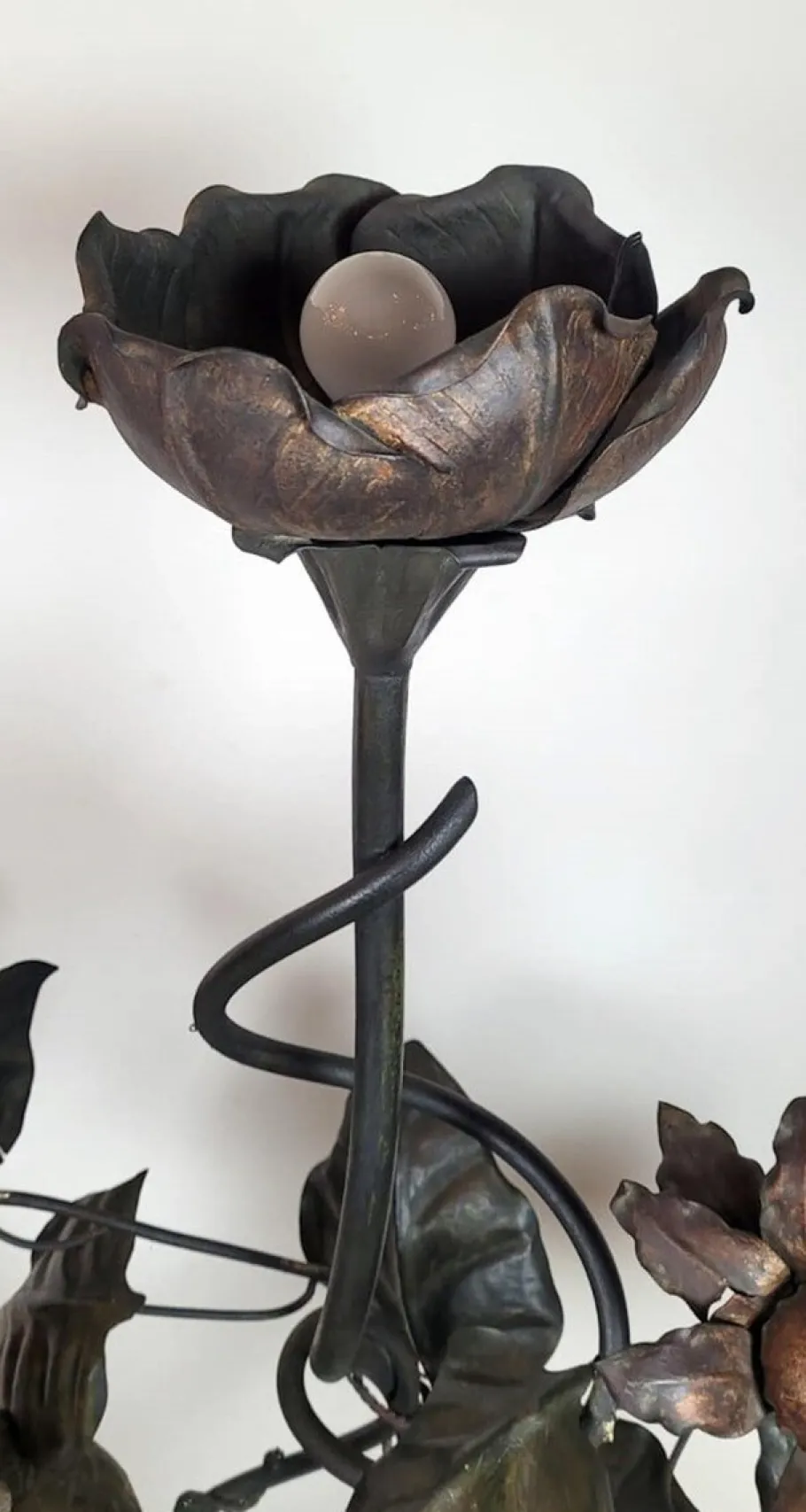 Outlet Pamono Wrought Iron Floor Lamp with Leaves, Flowers, and Parrot, 1960s