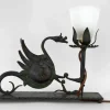 Sale Pamono Wrought Iron Table Lamp with Dragon, Italy, 1900s