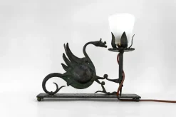 Sale Pamono Wrought Iron Table Lamp with Dragon, Italy, 1900s