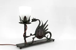 Sale Pamono Wrought Iron Table Lamp with Dragon, Italy, 1900s