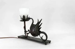 Sale Pamono Wrought Iron Table Lamp with Dragon, Italy, 1900s