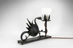 Sale Pamono Wrought Iron Table Lamp with Dragon, Italy, 1900s
