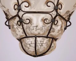 Sale Pamono Yellow Amber Murano Caged Glass Pendant Light from Seguso, 1960s